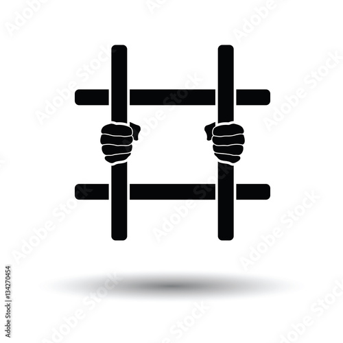 Hands holding prison bars icon