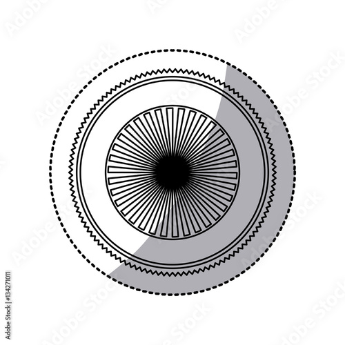 sticker of stamp circular art deco emblem shading vector illustration