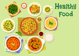 Indian cuisine thali dishes and snacks icon
