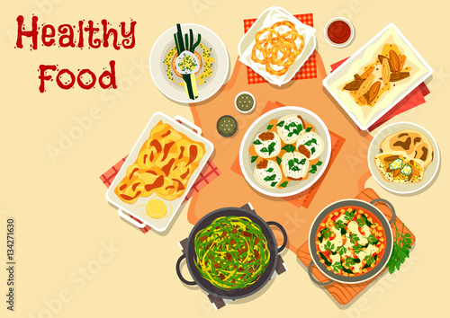 Vegetarian dinner icon for healty food design