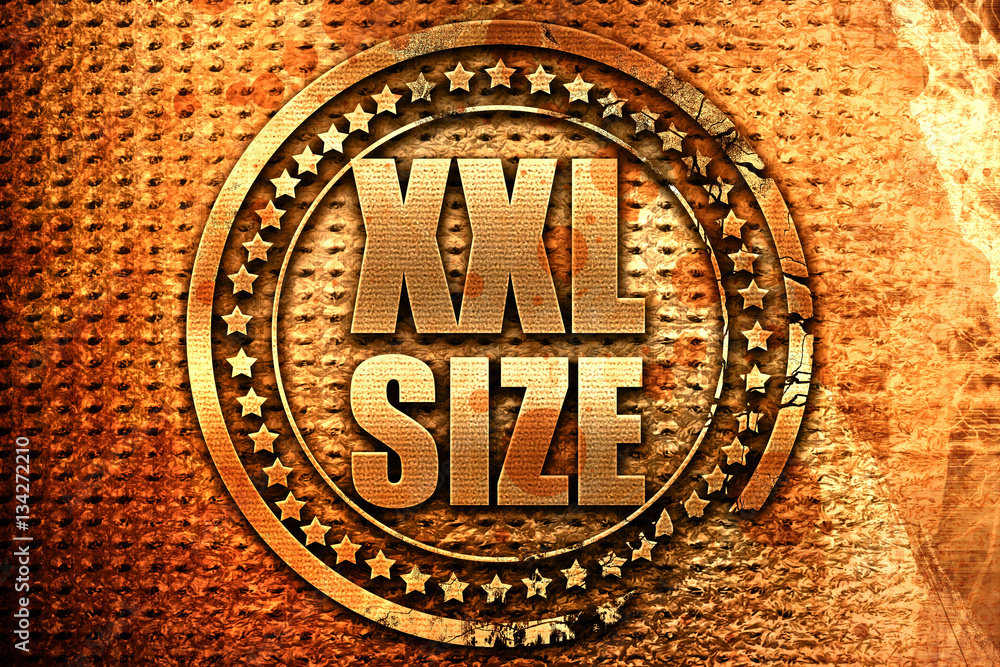 xxl size, 3D rendering, grunge metal stamp