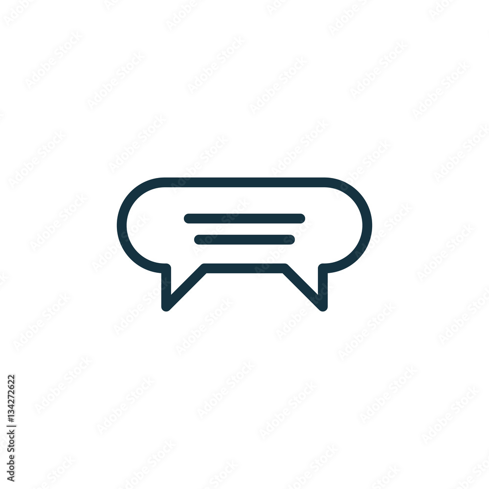 speech bubble thin, line icon on white background; isolated flat speech bubble thin, line icon on white background; isolated flat