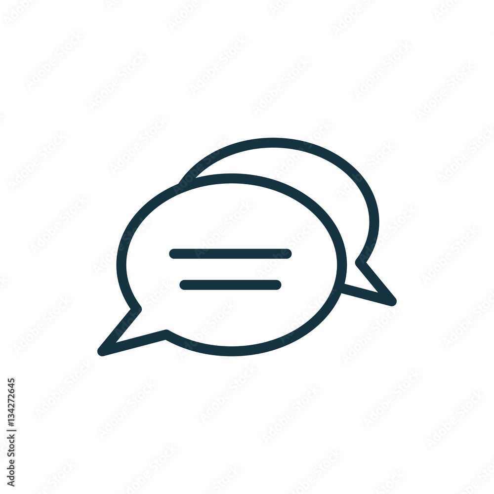 speech bubble thin, line icon on white background; isolated flat speech bubble thin, line icon on white background; isolated flat