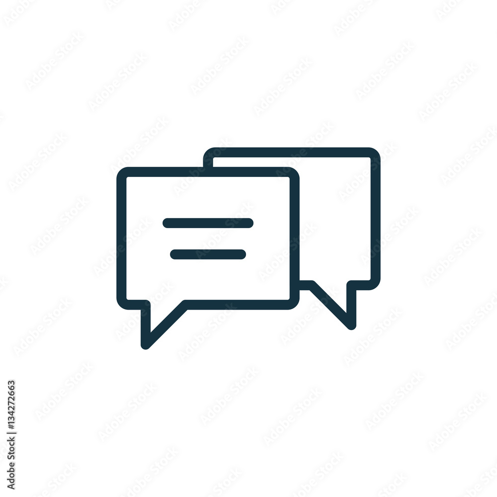speech bubble thin, line icon on white background; isolated flat speech bubble thin, line icon on white background; isolated flat