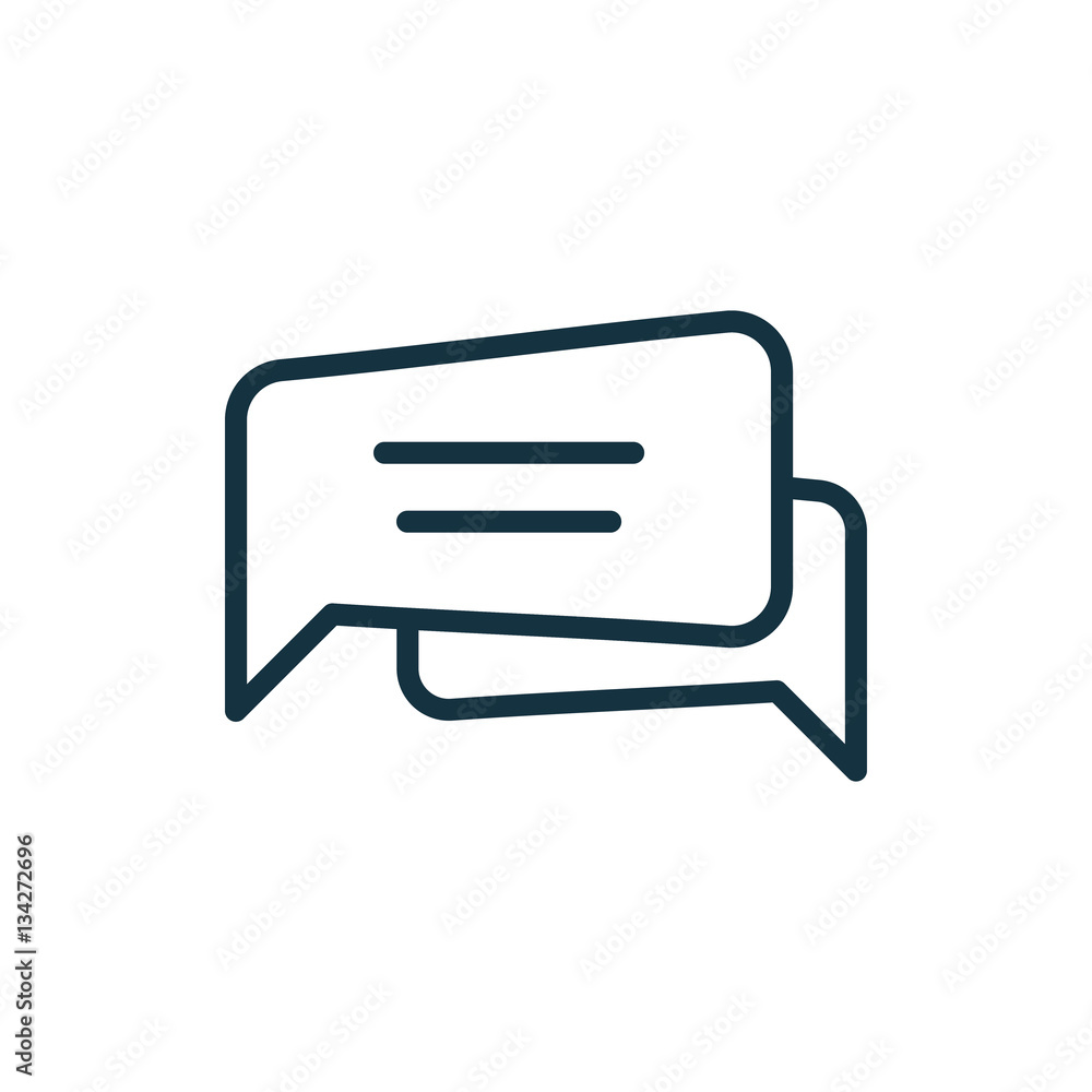 speech bubble thin, line icon on white background; isolated flat speech bubble thin, line icon on white background; isolated flat