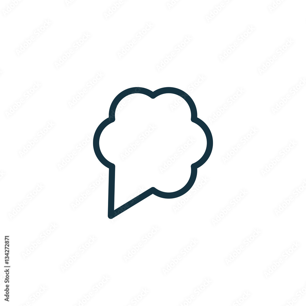 speech bubble thin, line icon on white background; isolated flat speech bubble thin, line icon on white background; isolated flat