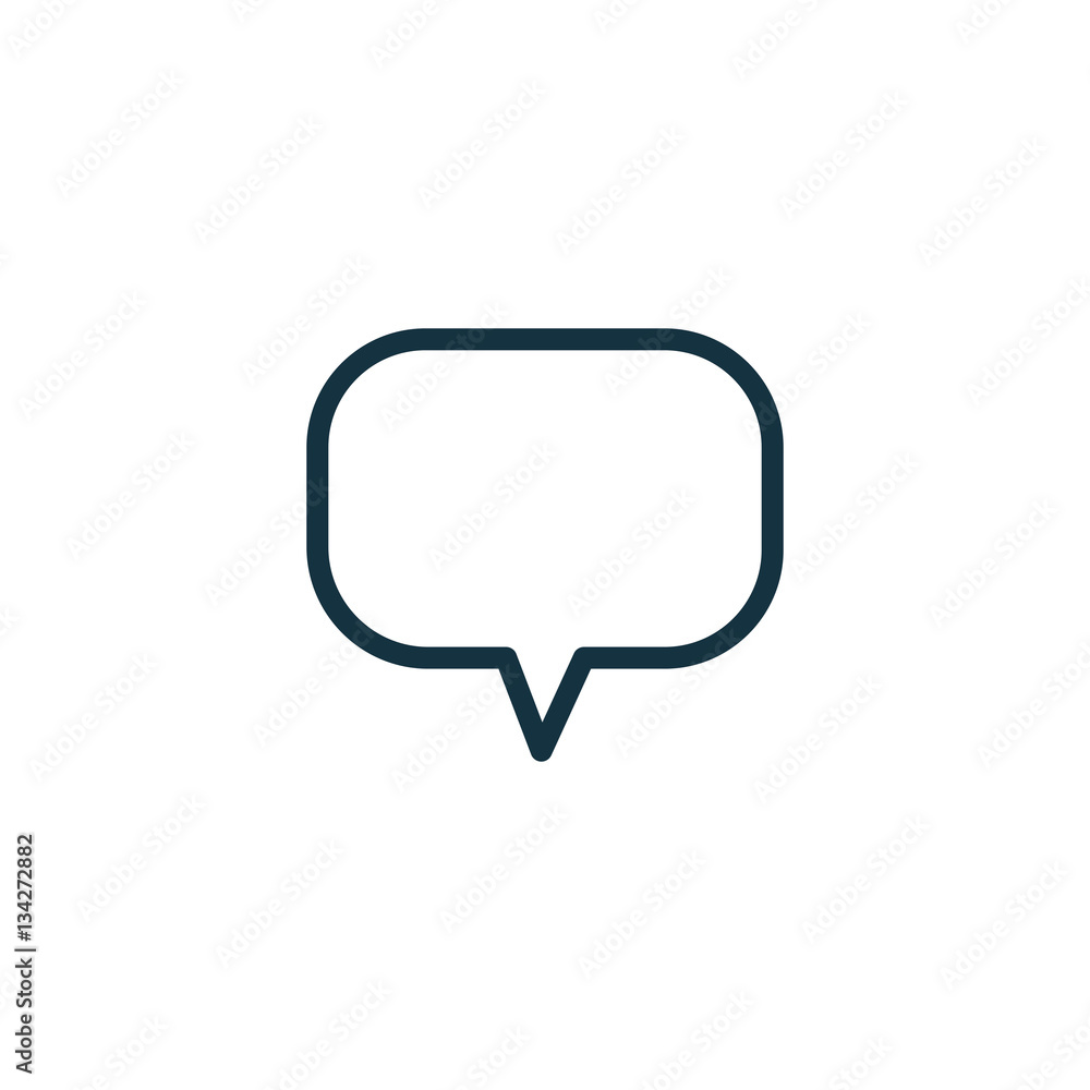 speech bubble thin, line icon on white background; isolated flat speech bubble thin, line icon on white background; isolated flat