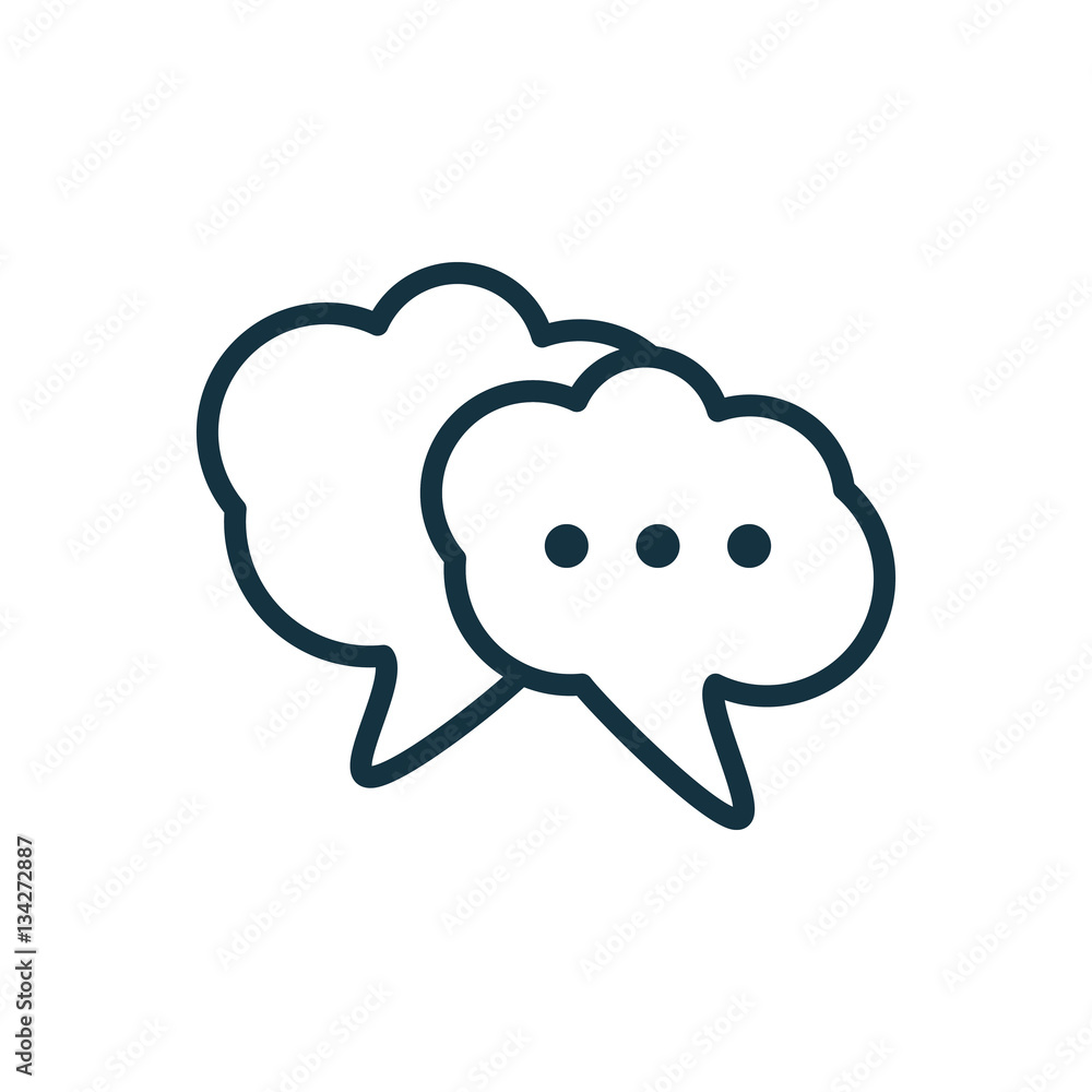 speech bubble thin, line icon on white background; isolated flat speech bubble thin, line icon on white background; isolated flat