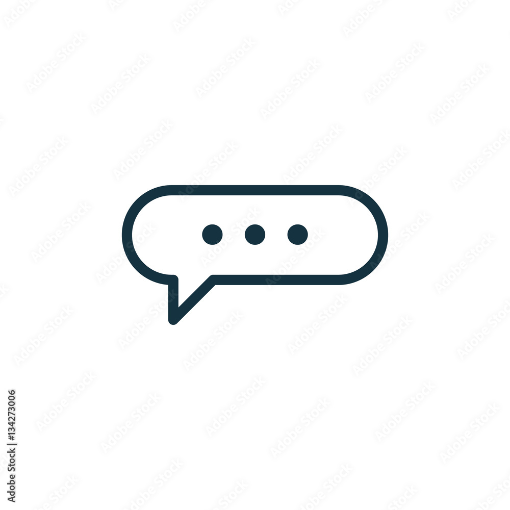 Fototapeta premium speech bubble thin, line icon on white background; isolated flat