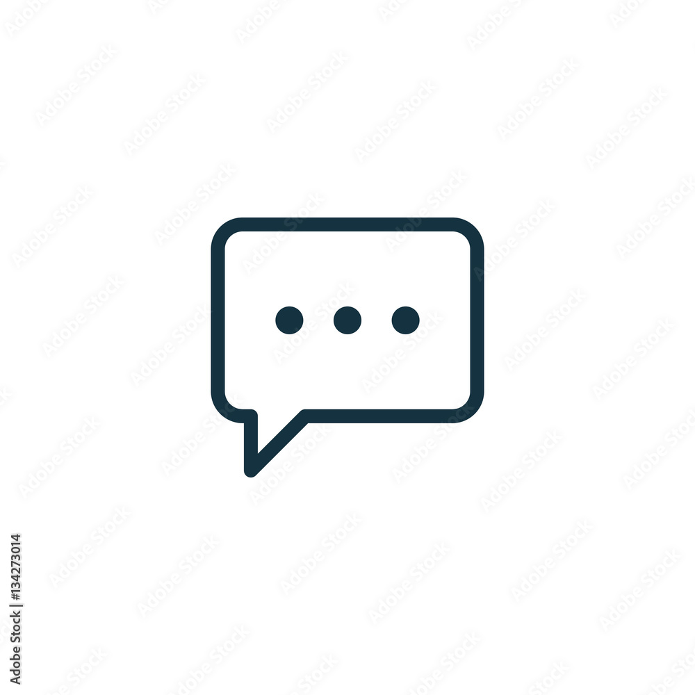 speech bubble thin, line icon on white background; isolated flat speech bubble thin, line icon on white background; isolated flat