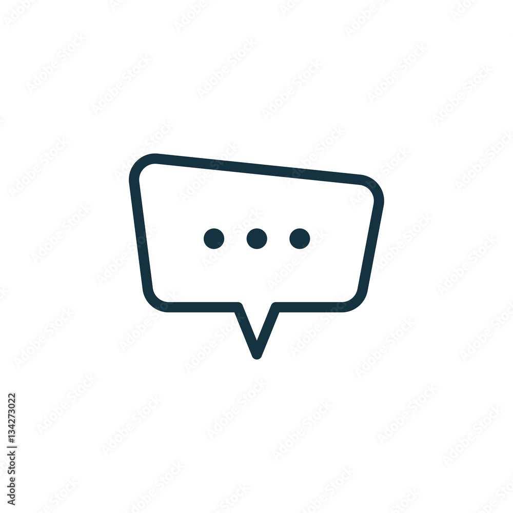 speech bubble thin, line icon on white background; isolated flat speech bubble thin, line icon on white background; isolated flat