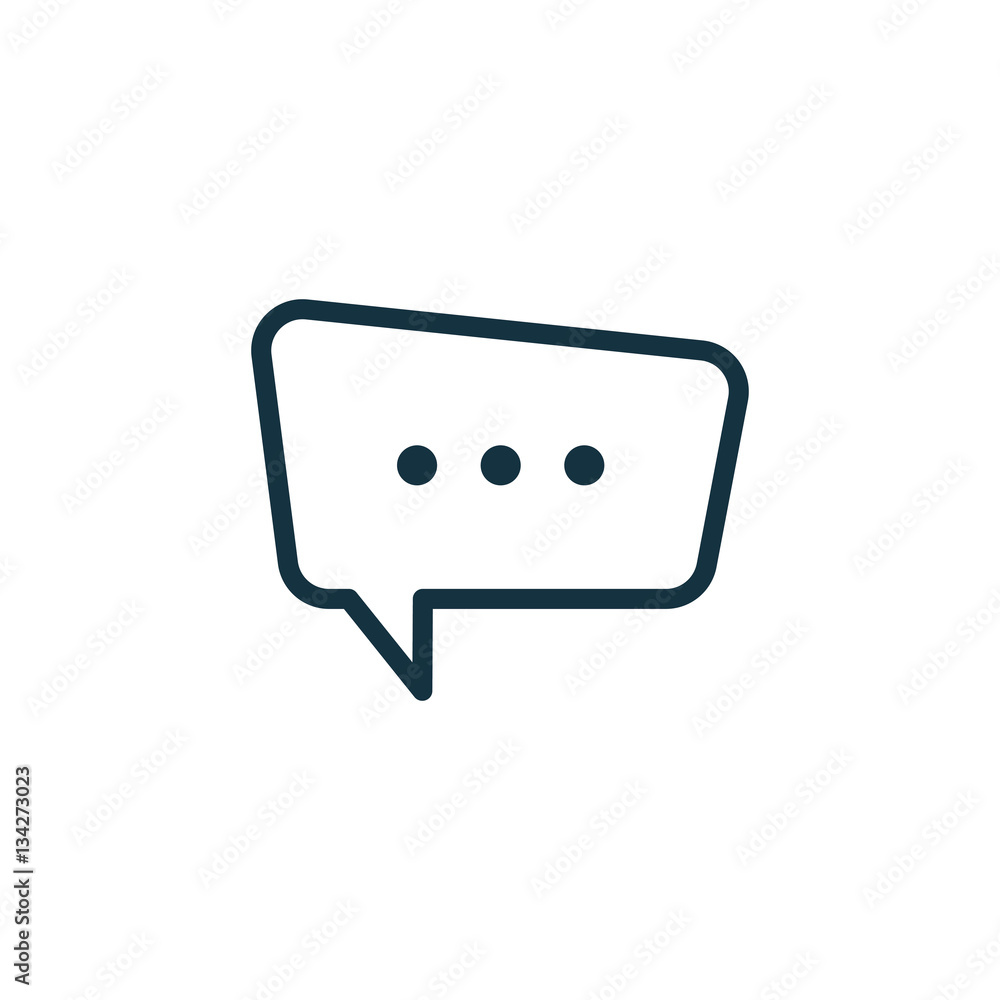 speech bubble thin, line icon on white background; isolated flat speech bubble thin, line icon on white background; isolated flat