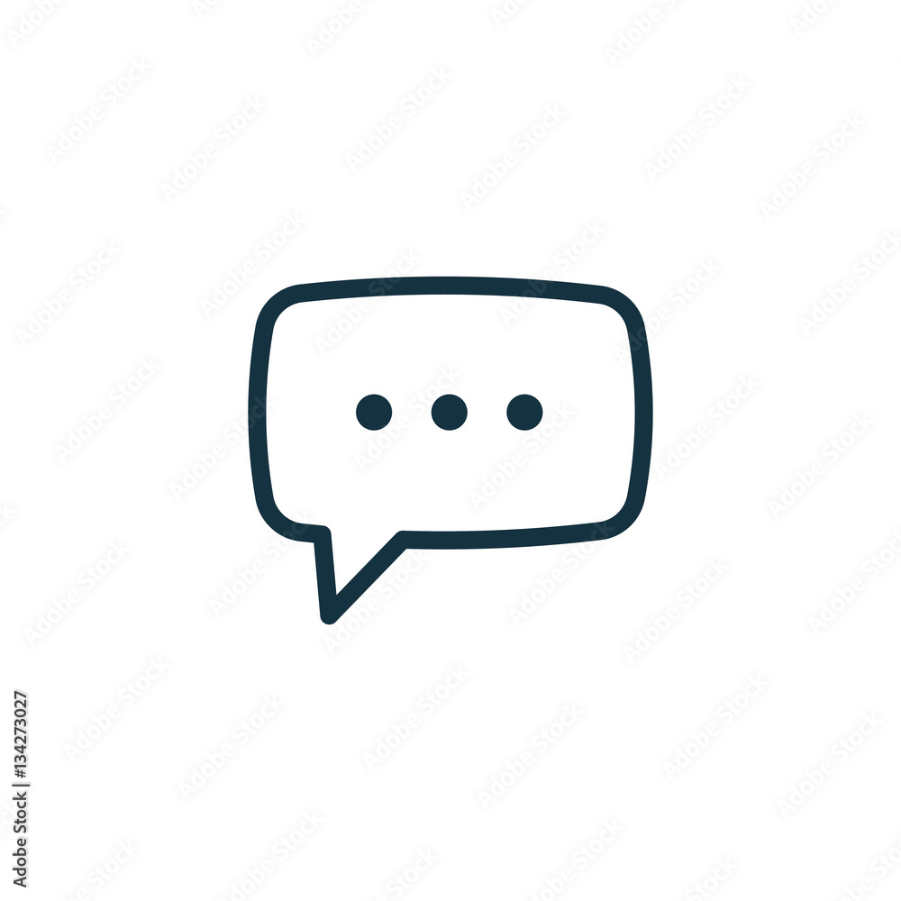 speech bubble thin, line icon on white background; isolated flat speech bubble thin, line icon on white background; isolated flat