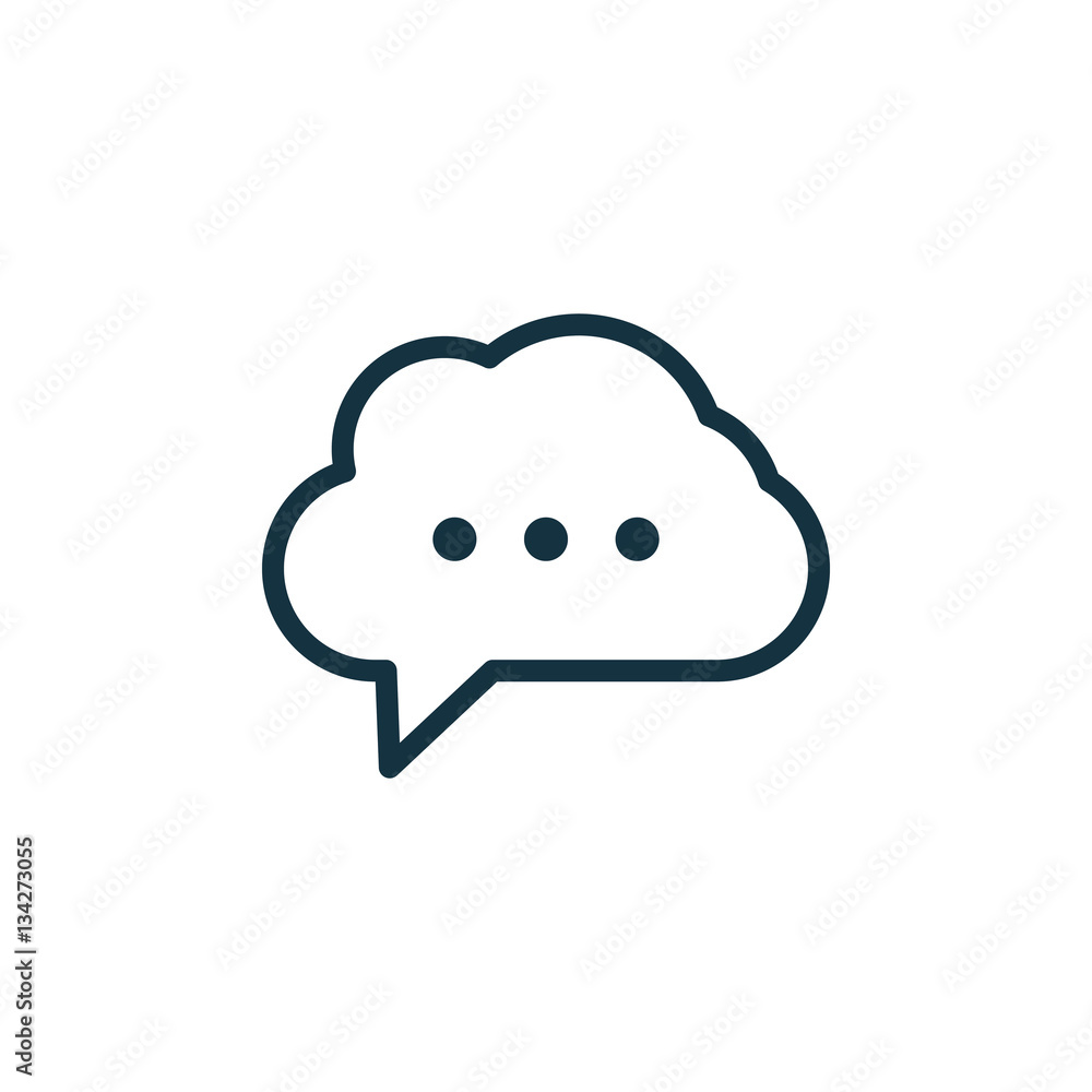 speech bubble thin, line icon on white background; isolated flat speech bubble thin, line icon on white background; isolated flat