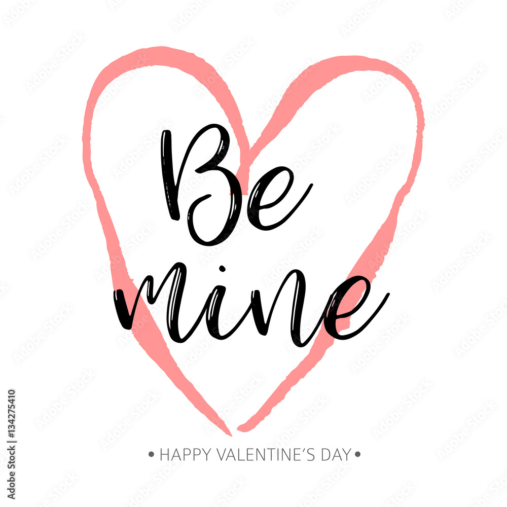 Brush drawing calligraphy heart card. Vector illustration Brush drawing calligraphy heart card. Vector illustration