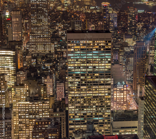 View of New York Manhattan during sunset hours