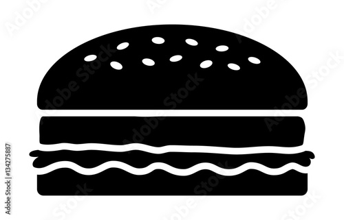 Hamburger or burger with lettuce and beef patty flat vector icon for food apps and websites