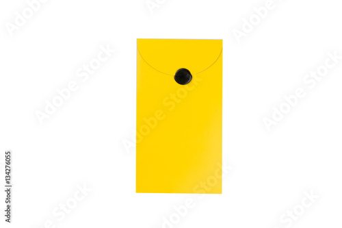 isolated yellow closed envelope on white background