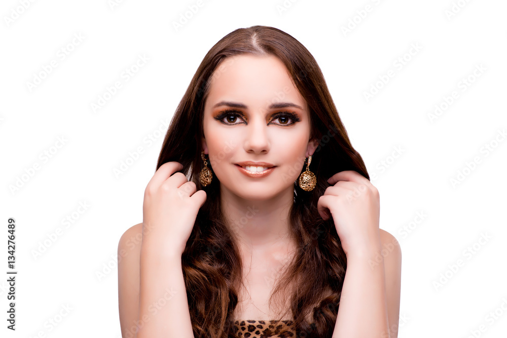 Young woman in beauty concept on white isolated background Young woman in beauty concept on white isolated background