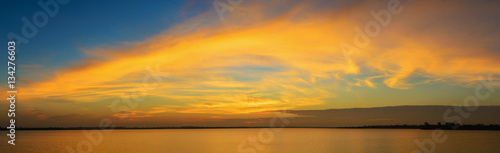 Orange sunset sky. Nature landscape backdrop © Ammak
