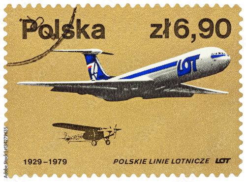 Ancient and modern aircrafts on postage stamp