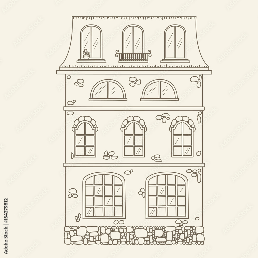Hand drawn outline vector house