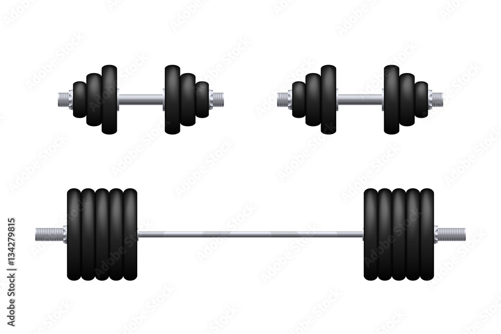 barbell and dumbbells isolated barbell and dumbbells isolated