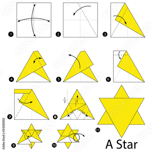  step by step instructions how to make origami A Star.
