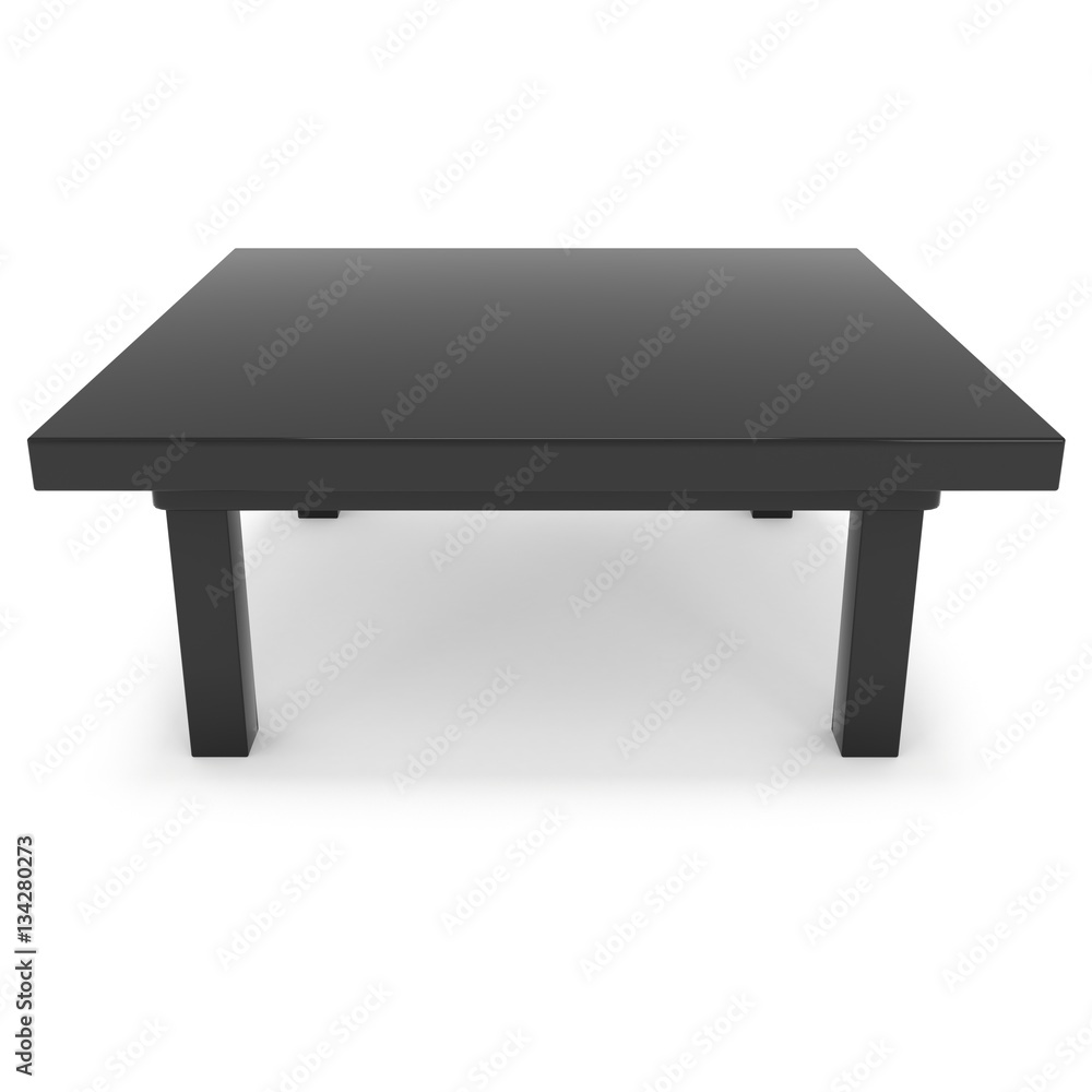 Black Table. 3D render isolated on white. Platform or Stand Illustration. Template for Object Presentation. Black Table. 3D render isolated on white. Platform or Stand Illustration. Template for Object Presentation.