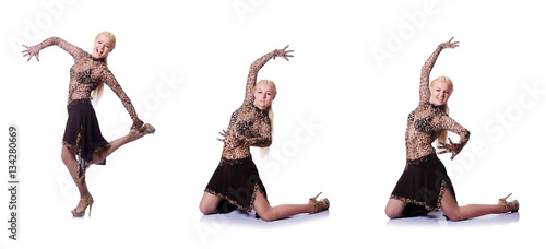 Woman dancing isolated on the white