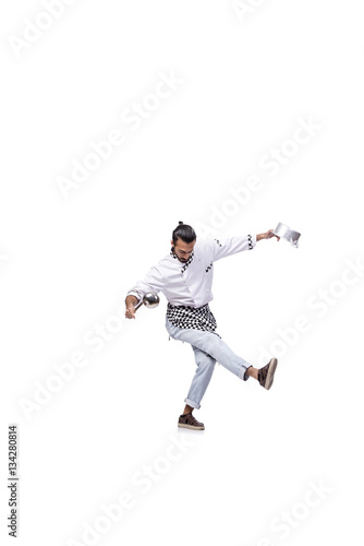 Funny male cook isolated on the white background