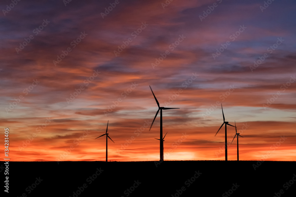 Wind Turbines spinning into the night