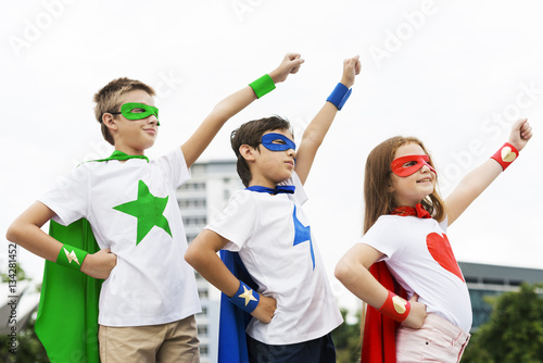 Konstfotografi Superhero Boy Girl Brave Imagination Concept