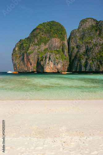 Maya Bay beach on Phi Phi Leh Island, Krabi Province, Thailand © donyanedomam