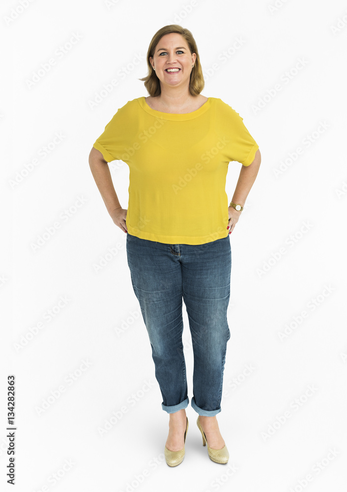 Fototapeta premium Woman Cheerful Studio Portrait Concept