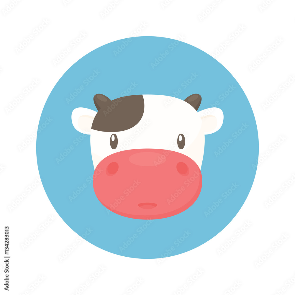 Cow face icon flat design vector Cow face icon flat design vector