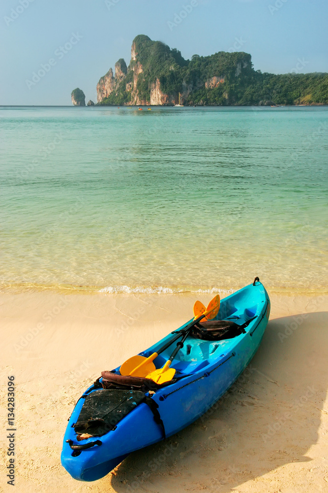 Colorful kayak at Ao Loh Dalum beach on Phi Phi Don Island, Krab