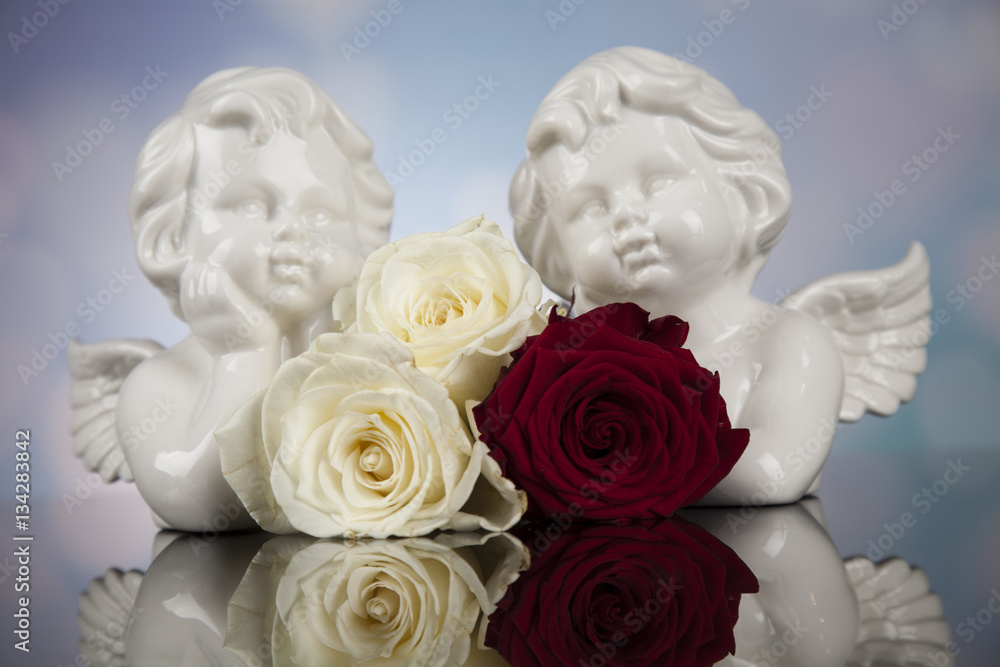 Angel, Happy Valentine's Day, mirror background Angel, Happy Valentine's Day, mirror background