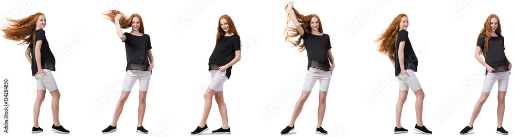Pregnant woman in composite image isolated on white Pregnant woman in composite image isolated on white