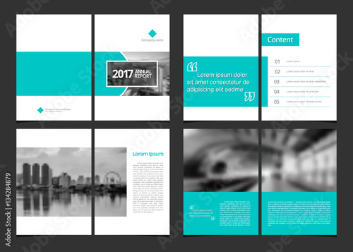 Corporate design annual report or catalog, magazine, flyer, booklet, brochure. Set include cover design template and inner page layout size A4 vector EPS-10 and sample image with Gradient Mesh.