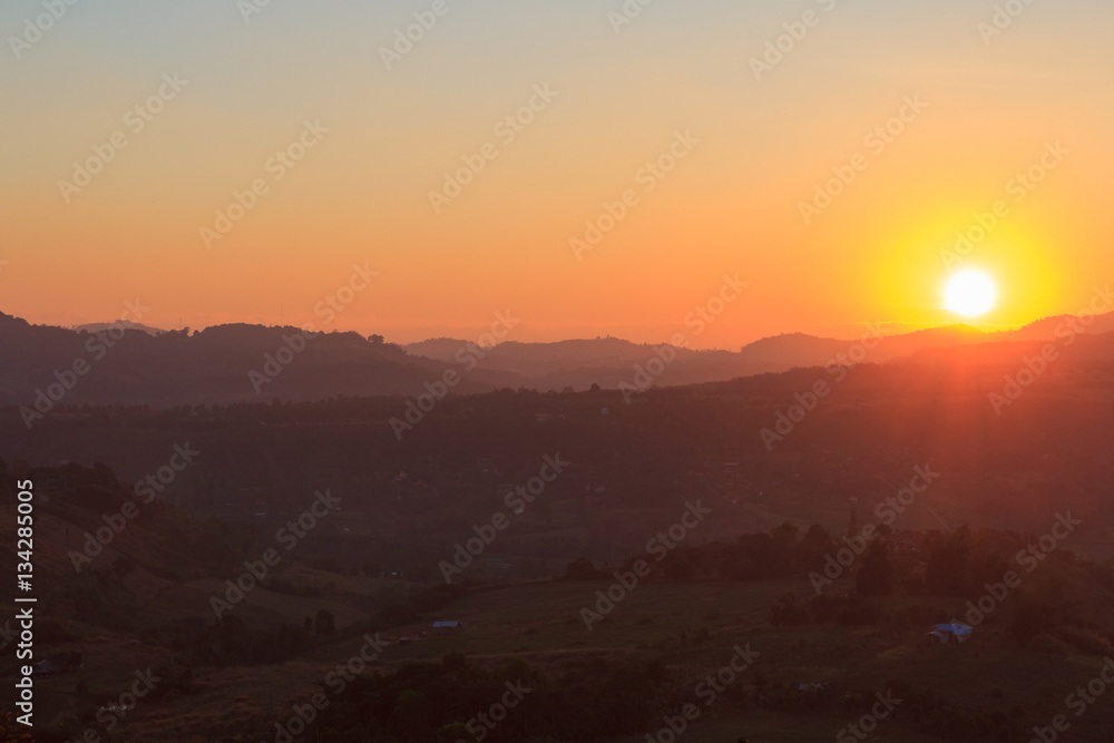 Fototapeta premium sunrise at the mountain in morning time