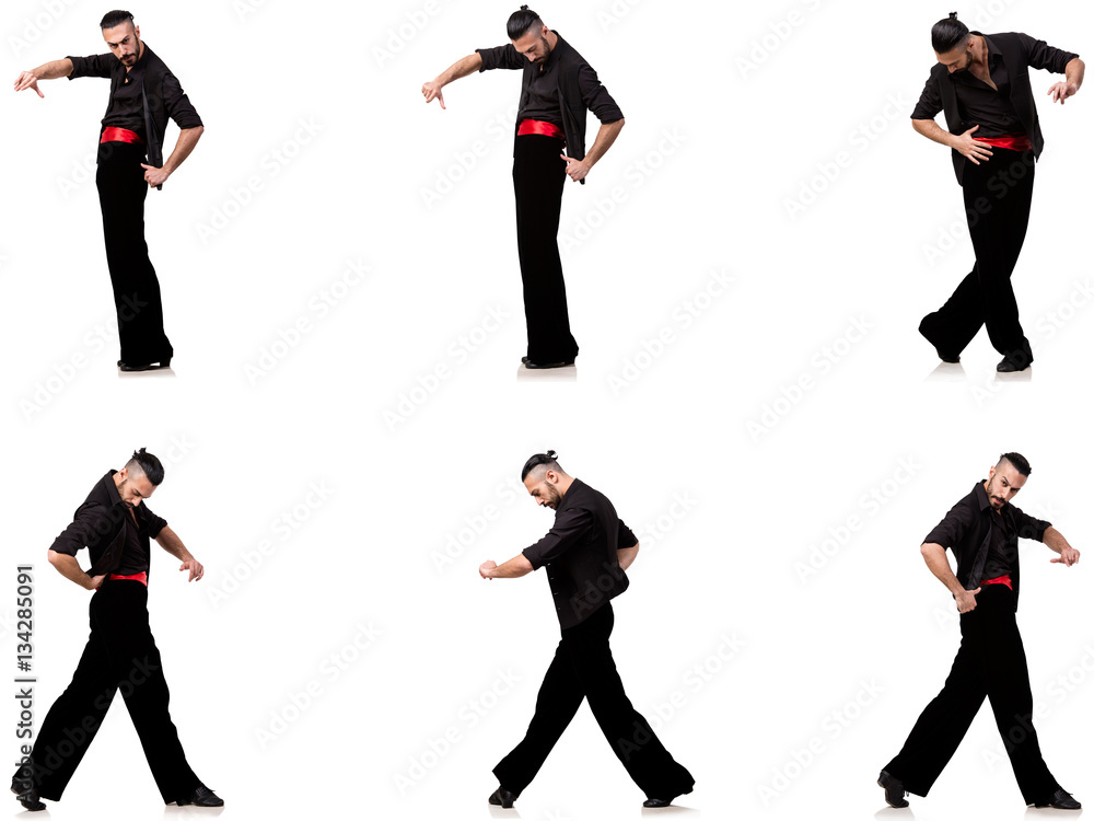 Spanish dancer in various poses on white Spanish dancer in various poses on white