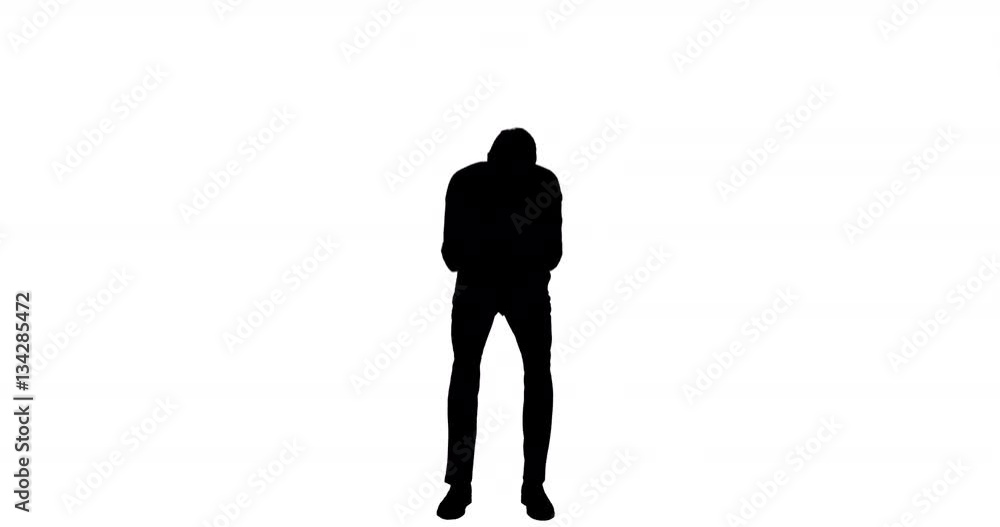 Silhouette of businessman celebrating victory Silhouette of businessman celebrating victory