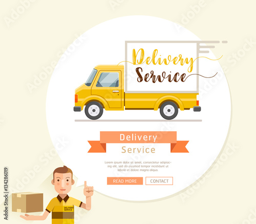 Delivery truck service Flat style. Vector illustrations.