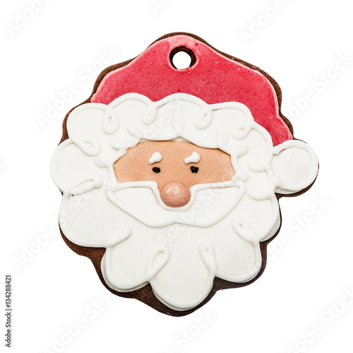 Gingerbread Santa Claus isolated on white photo