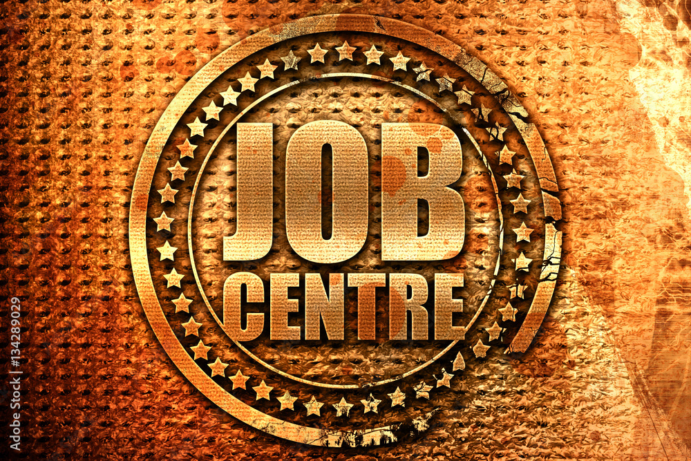 job centre, 3D rendering, grunge metal stamp