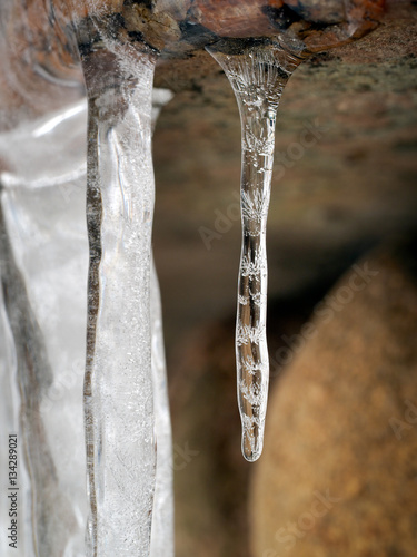 Beautiful icicle with ice patterns on the inside © kozorog