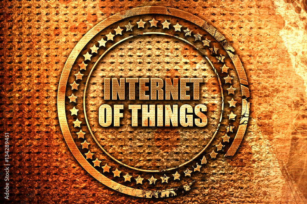 internet of things, 3D rendering, grunge metal stamp internet of things, 3D rendering, grunge metal stamp