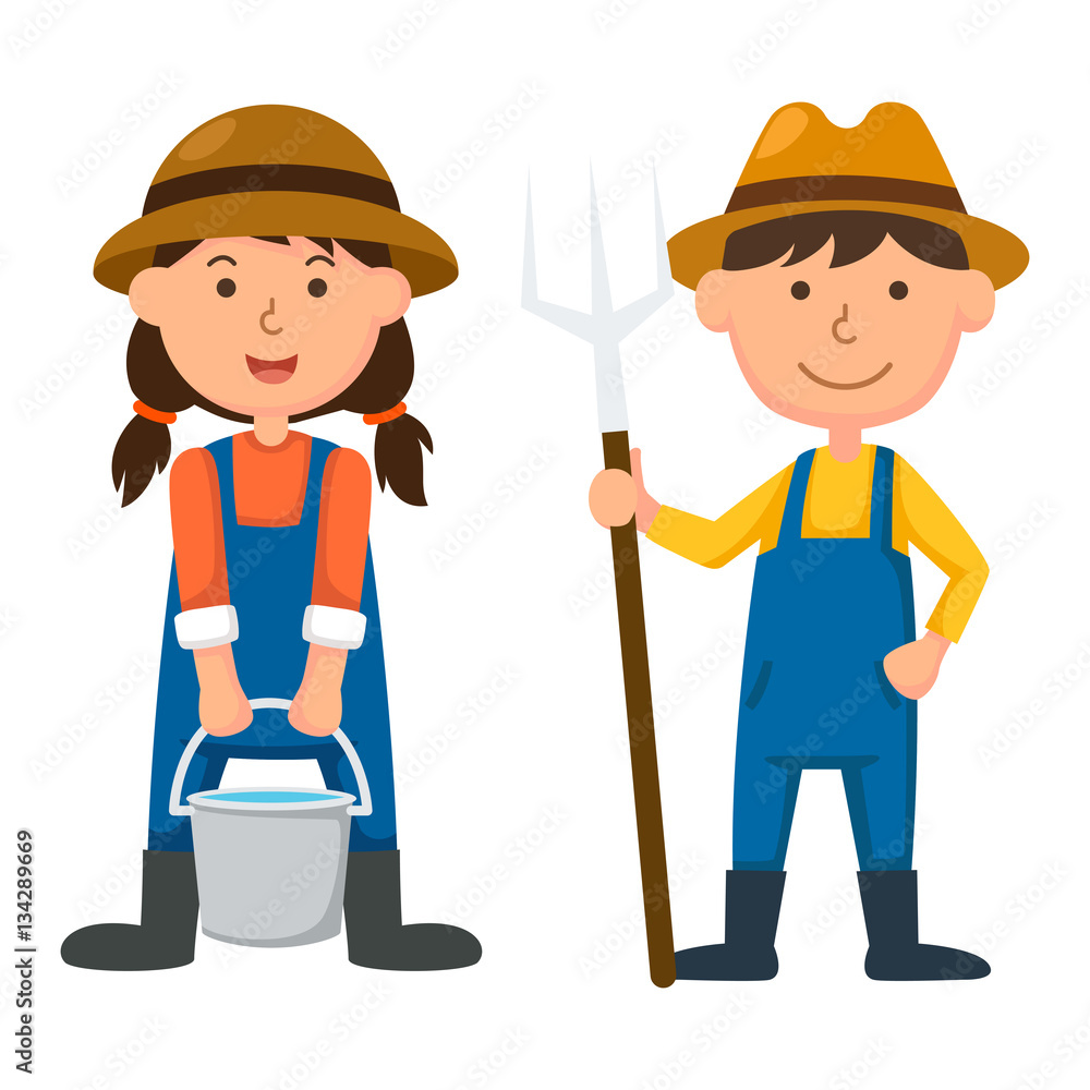 illustration of isolated young farmer on white background illustration of isolated young farmer on white background
