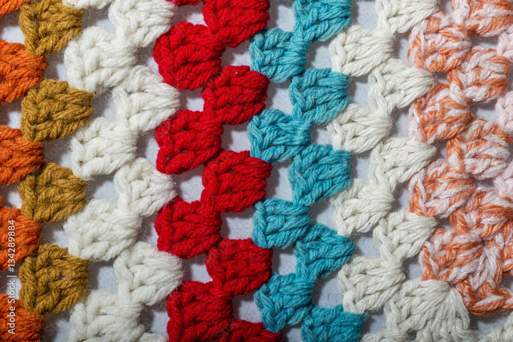 crochet fabric of different colors
